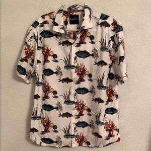Tommy Bahama Silk Blend Hawaiian Floral Print Short Sleeve Men’s Shirt Size L